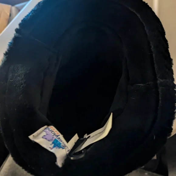 Black Bucket Hat with Rhinestone Skull Design - Picture 2 of 5